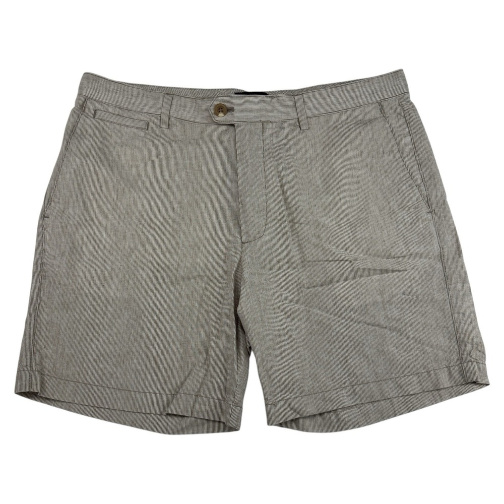 Banana Republic Beige Flat Front Chino Shorts Linen Cotton Blend Sz 35